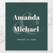 シンプルエメラルドグモダンリーミニマル結婚リスト ワインラベル (シングルラベル)