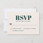 シンプルエメラルドグリーンのモダンミニマルRSVP 出欠カード (正面)