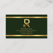 シンプルエメラルドグリーン金ゴールド縁どストライプ 名刺 (裏面)