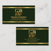 シンプルエメラルドグリーン金ゴールド縁ど不動産仲介業者 名刺 (正面/裏面)