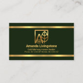 シンプルエメラルドグリーン金ゴールド縁ど不動産仲介業者 名刺 (正面)