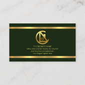 シンプルエメラルドグリーン金ゴールド縁ど請負業者 名刺 (裏面)