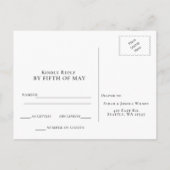 シンプルエメラルドモダングリーンウェディングRSVP インビテーションポストカード (裏面)