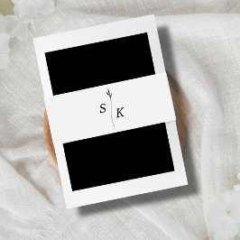 シンプルエレガパーソナライズされたンスリーフモノグラム結婚ズ 招待状ベリーバンド