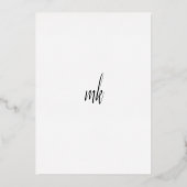 シンプルエレガモダンントな結婚式の日付を保存 箔招待状 (裏面)