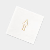シンプルエレガモダンント結婚式の日付とモノグラム 箔ナプキン (左)