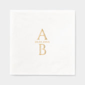 シンプルエレガモダンント結婚式の日付とモノグラム 箔ナプキン (正面)