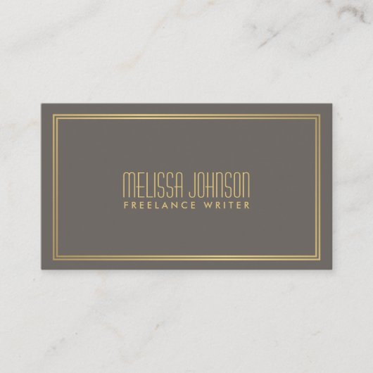 シンプルエレガンスアールデコスタイルグレー/フェイク金ゴールド 名刺 (正面)