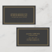 シンプルエレガンスアールデコスタイルグレー/金ゴールド 名刺 (正面/裏面)