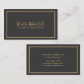 シンプルエレガンスアールデコスタイルグレー/金ゴールド 名刺 (正面/裏面)