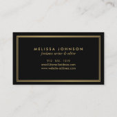 シンプルエレガンスアールデコスタイルブラック/フェイク金ゴールド 名刺 (裏面)