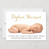 シンプルエレガンスカスタム写真誕生のお知らせ マグネット招待状 (正面)