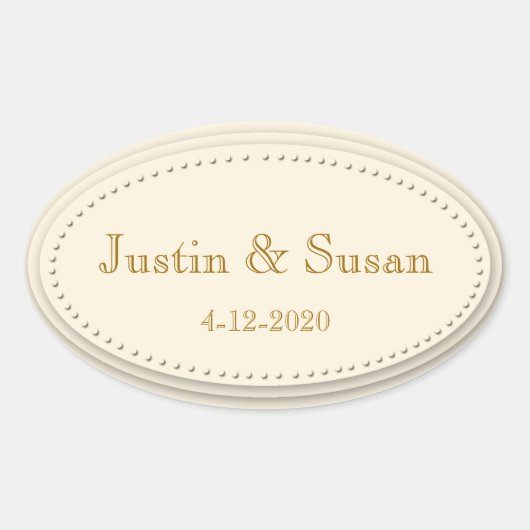 シンプルエレガンスクリームオーバルステッカー 楕円形シール (正面)