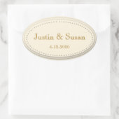 シンプルエレガンスクリームオーバルステッカー 楕円形シール (バッグ)