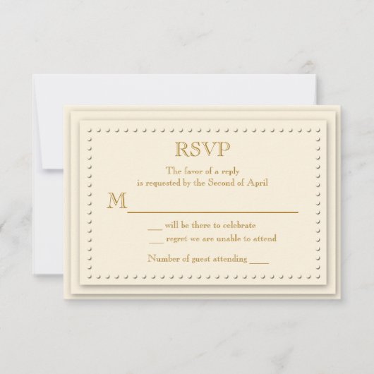 シンプルエレガンスクリームRSVPカード 出欠カード (正面)