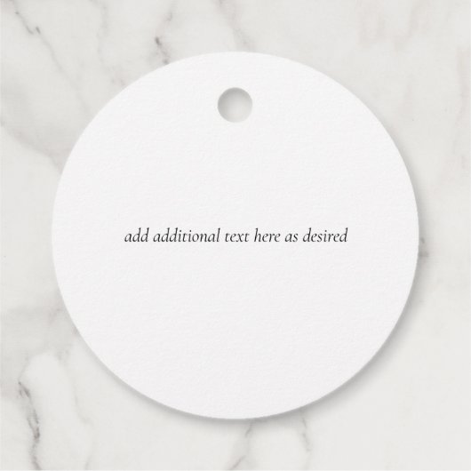 シンプルエレガンススクリプトモダン結婚式の引き出物 フェイバータグ (裏面)