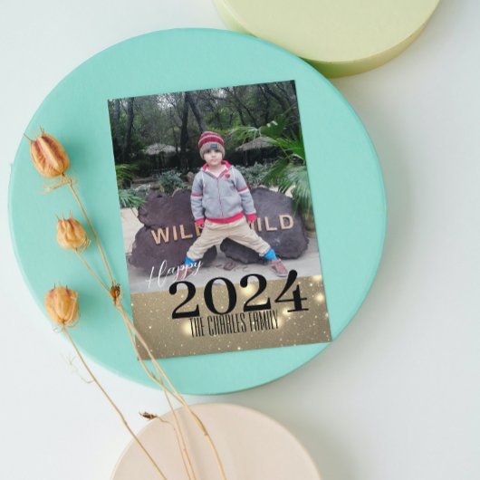 シンプルエレガンスニューイヤーフォトホリデーカード シーズンカード