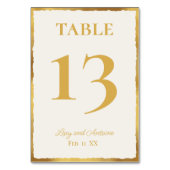 シンプルエレガンスパーソナライズされたオフホワイト金ゴールドエッジ テーブルナンバー (正面)