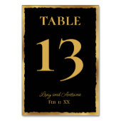 シンプルエレガンスパーソナライズされたブラックはっきりした金ゴールドエッジ テーブルナンバー (裏面)