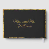 シンプルエレガンスパーソナライズされたブラック金ゴールドエッジ ゲストブック (裏面)