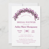 シンプルエレガンスパープルリーフィアーアーチブライダルシャワー 招待状 (正面)