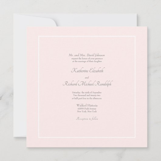 シンプルエレガンスピフォーマルンク結婚のスクエア 招待状 (正面)