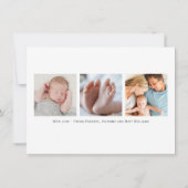 シンプルエレガンスフォトオーバーレイ男の赤ちゃん誕生 案内状 (裏面)