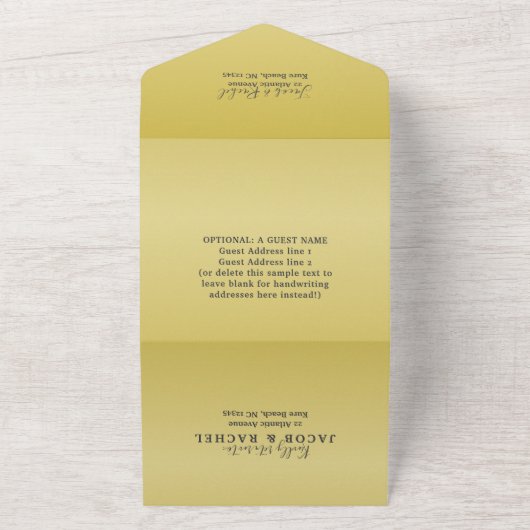 シンプルエレガンスフルフォトゴールドフォイル結婚ズ オールインワン招待状 (外側)