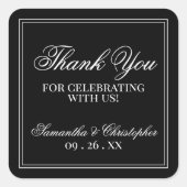 シンプルエレガンスブラック結婚ズサンキューレ スクエアシール (正面)