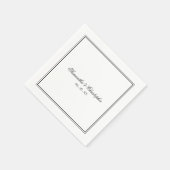 シンプルエレガンスブラック&ホワイトスクリプ結婚ト スタンダードカクテルナプキン (角)