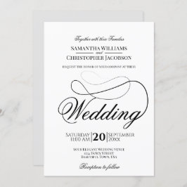 シンプルエレガンスミニマリストブラック&ホワイト結婚ズ 招待状