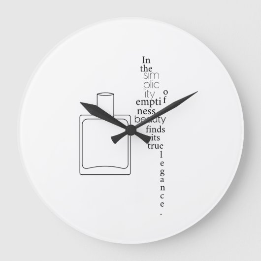 シンプルエレガンスミニマリストブラック&ホワイト ラージ壁時計 (正面)
