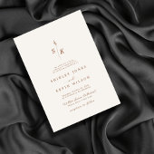 シンプルエレガンスリーフモノグラムシッククリームズ結婚ス 招待状