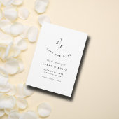 シンプルエレガンスリーフモノグラムシ結婚ック セーブザデート