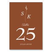 シンプルエレガンスリーフモノグラムシ結婚ック テーブルナンバー (裏面)