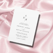 シンプルエレガンスリーフモノグラムシ結婚ック 招待状