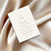 シンプルエレガンスリーフモノグラムシ結婚ック 招待状