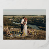 シンプルエレガンス横型結婚カード 箔招待状 (正面)