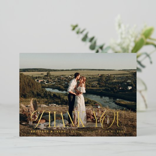 シンプルエレガンス横型結婚カード 箔招待状 (立ち正面)