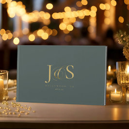 シンプルエレガンス結婚イニシャルグリーンID1022 ゲストブック