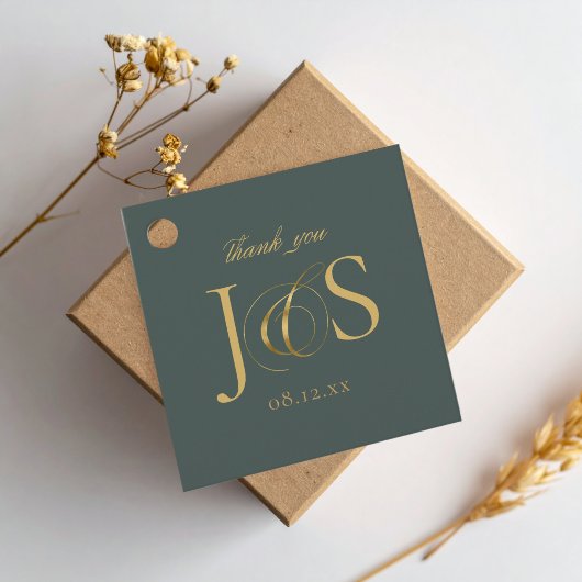 シンプルエレガンス結婚イニシャルグリーンID1022 フェイバータグ