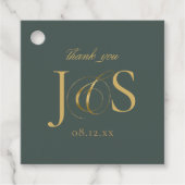 シンプルエレガンス結婚イニシャルグリーンID1022 フェイバータグ (正面)