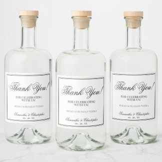 シンプルエレガンス結婚サンキューブラック&ホワイト リキュールボトルラベル