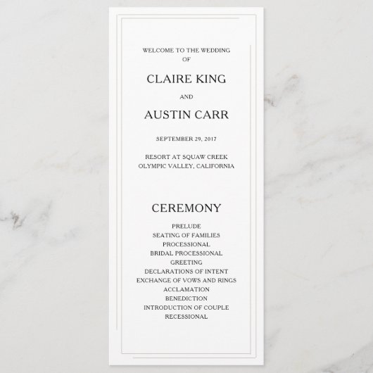 シンプルエレガンス結婚式 プログラム (正面)