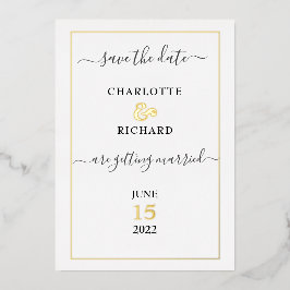 シンプルエレガンス、日付を保存 箔招待状