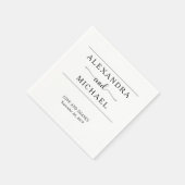 シンプルエレガンス | 黒ミニマル白結婚の スタンダードカクテルナプキン (角)