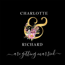 シンプルエレガンス、SAVE the DATE、ブラック&金ゴールド 箔招待状