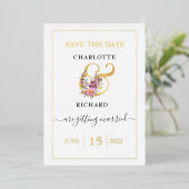 シンプルエレガンス、SAVE the DATE、装飾"&" 箔招待状 (立ち正面)