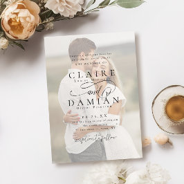 シンプルエレガンスRomantic Script結婚 photo's 招待状