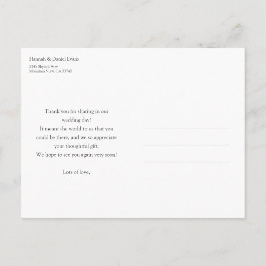 シンプルエレガントありがとうご結婚ざう ポストカード (裏面)
